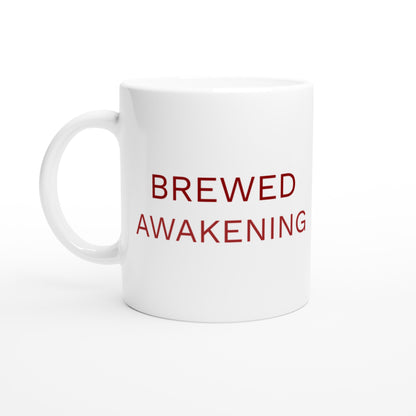 Kaffedryck med rolig ordlek om vakenhet - Brewed Awakening