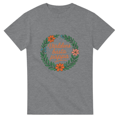 Pappa T-shirt med blomkransdesign och text som hyllar hans unika roll som världens bästa.