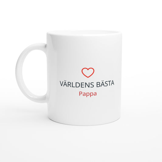 Mugg med texten Världens Bästa Pappa i klassiskt och älskat utförande. Perfekt present till pappan som förtjänar det bästa.