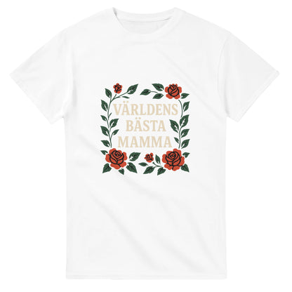 T-shirt med 'Världens bästa mamma' i typografi och rosor. Tidlös och luftig design för den bästa mamman.