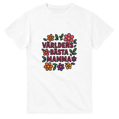 Världens bästa mamma t-shirt med blommig design. Perfekt present till mamma.