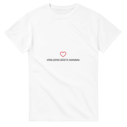 Monokromt hjärtmotiv ger kontrast på vit bakgrund i Mono Mamma Hjärta Top.