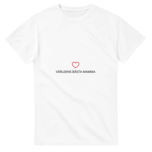 Monokromt hjärtmotiv ger kontrast på vit bakgrund i Mono Mamma Hjärta Top.