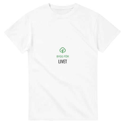 Snickar-t-shirt med tree-ikon, symboliserar hållbarhet och passion för yrket. Perfekt för inspirerande byggprojekt.