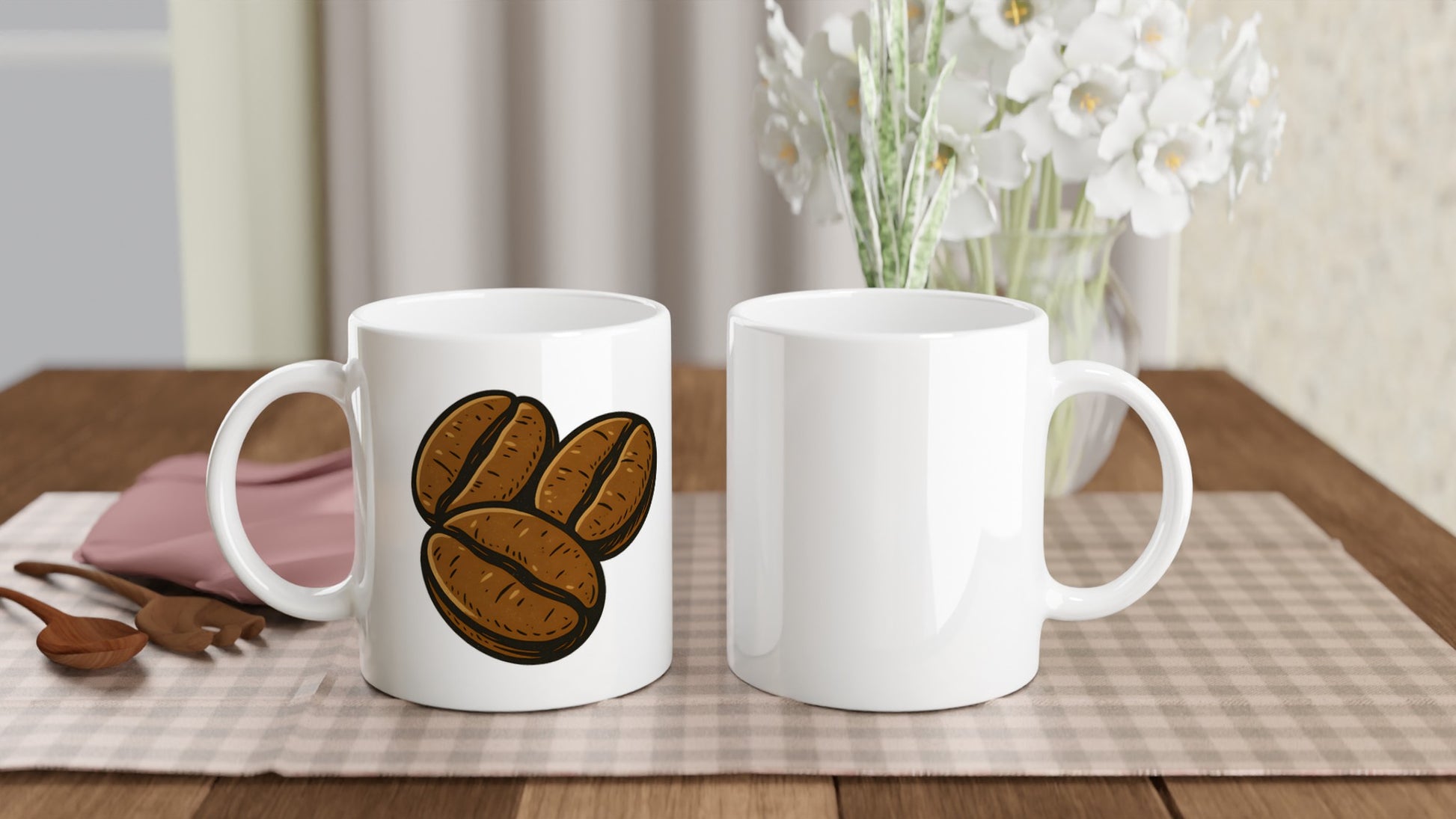 Mugg med charm av retro kaffebönor - perfekt för nostalgiska kaffeälskare.