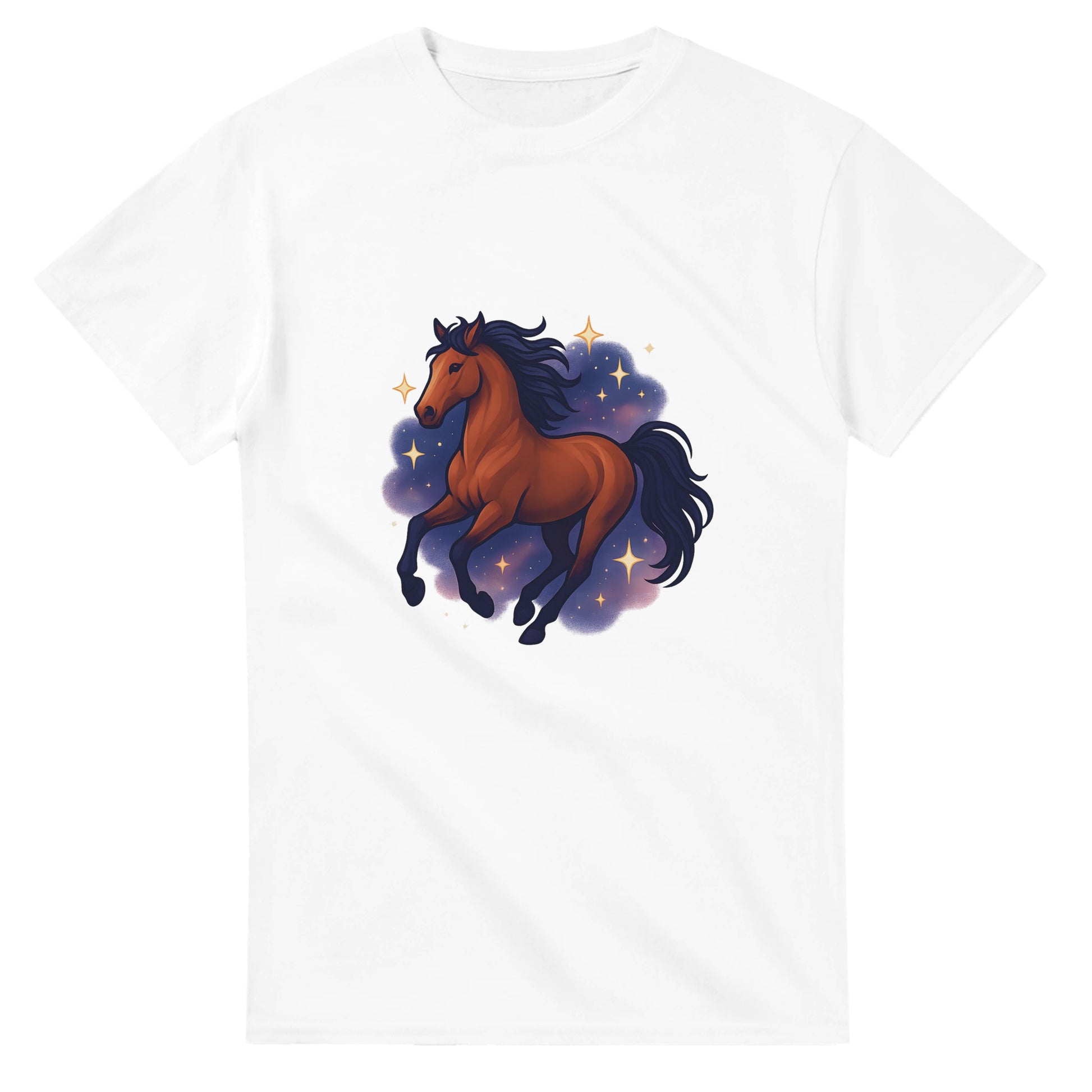 T-shirt med stjärngalopperande häst - en magisk mix av styrka och elegans.
