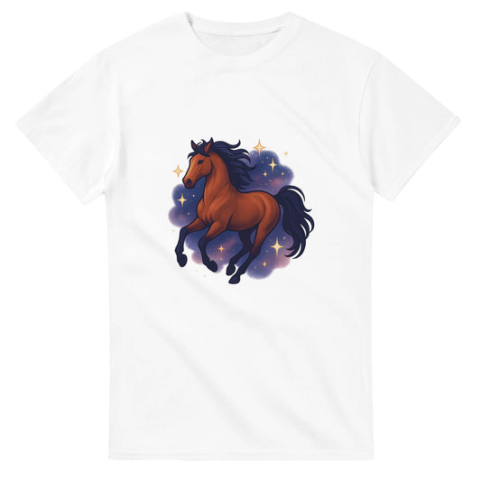 T-shirt med stjärngalopperande häst - en magisk mix av styrka och elegans.
