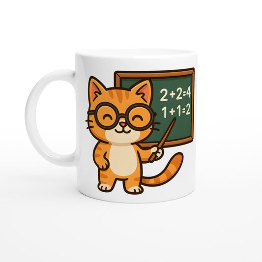Charmig kattmugg för kattälskande lärare. Perfekt för kattens kloka kurs.