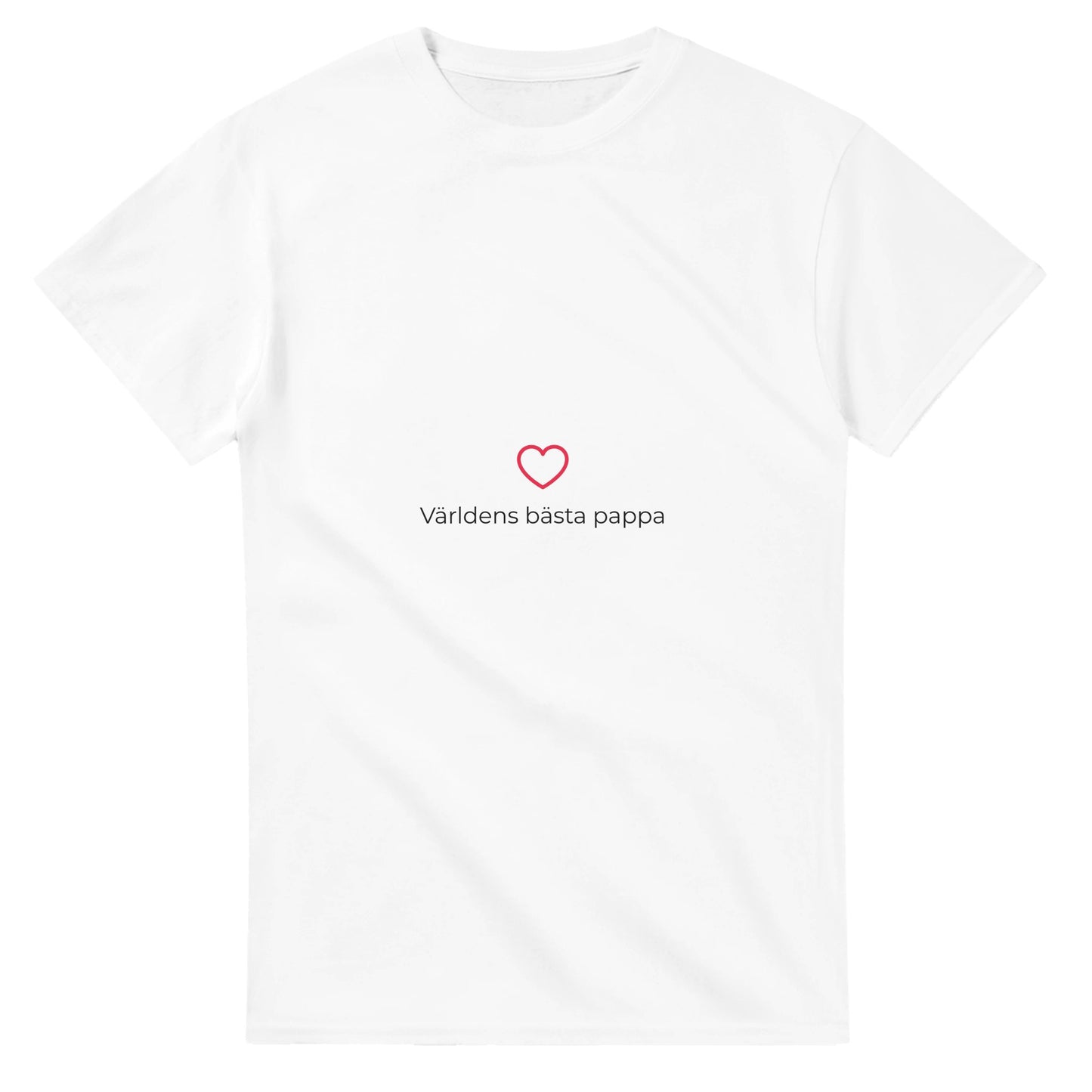 T-shirt med hjärta ovanför texten 'Världens bästa pappa'. Perfekt present till fars dag eller födelsedag.
