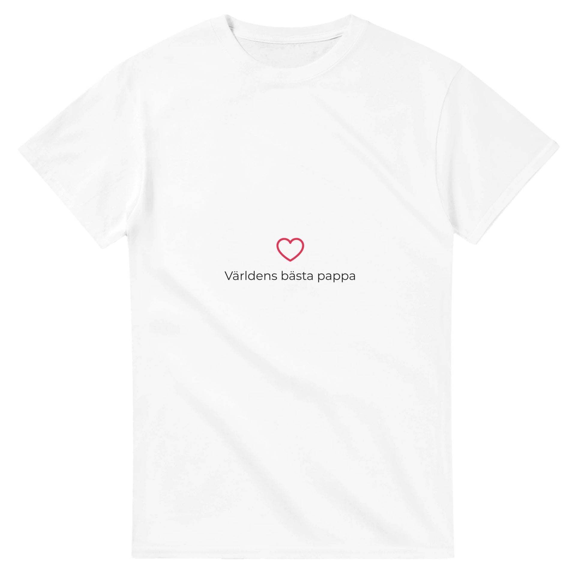 T-shirt med hjärta ovanför texten 'Världens bästa pappa'. Perfekt present till fars dag eller födelsedag.