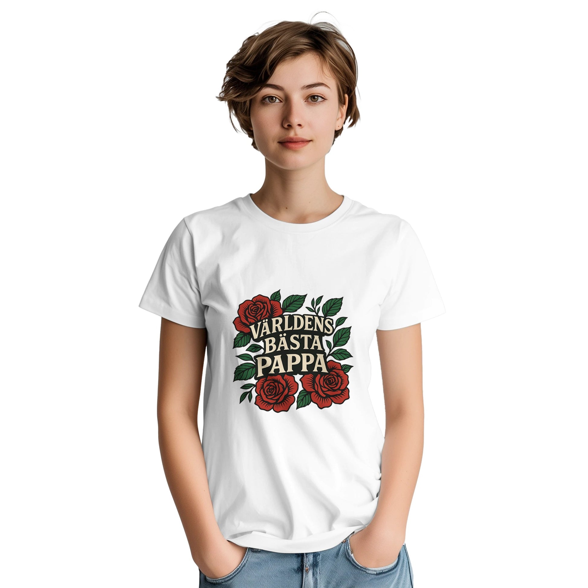 T-shirt för fäder med kärlek och ros till Farsdag.
