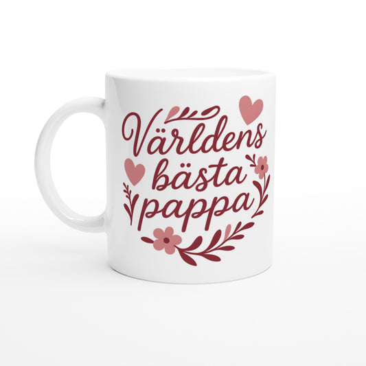 Mugg för pappa med 'Världens bästa pappa' i romantisk och elegant design, perfekt för alla tillfällen.