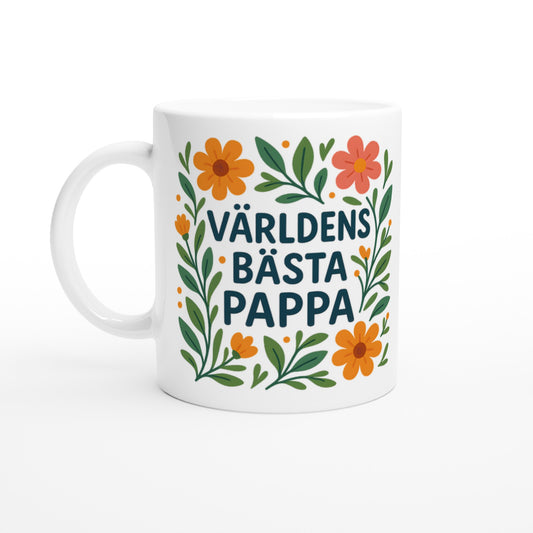 Elegant Pappa Mugg med mjuk känsla och blommiga element, perfekt present för världens bästa pappa.