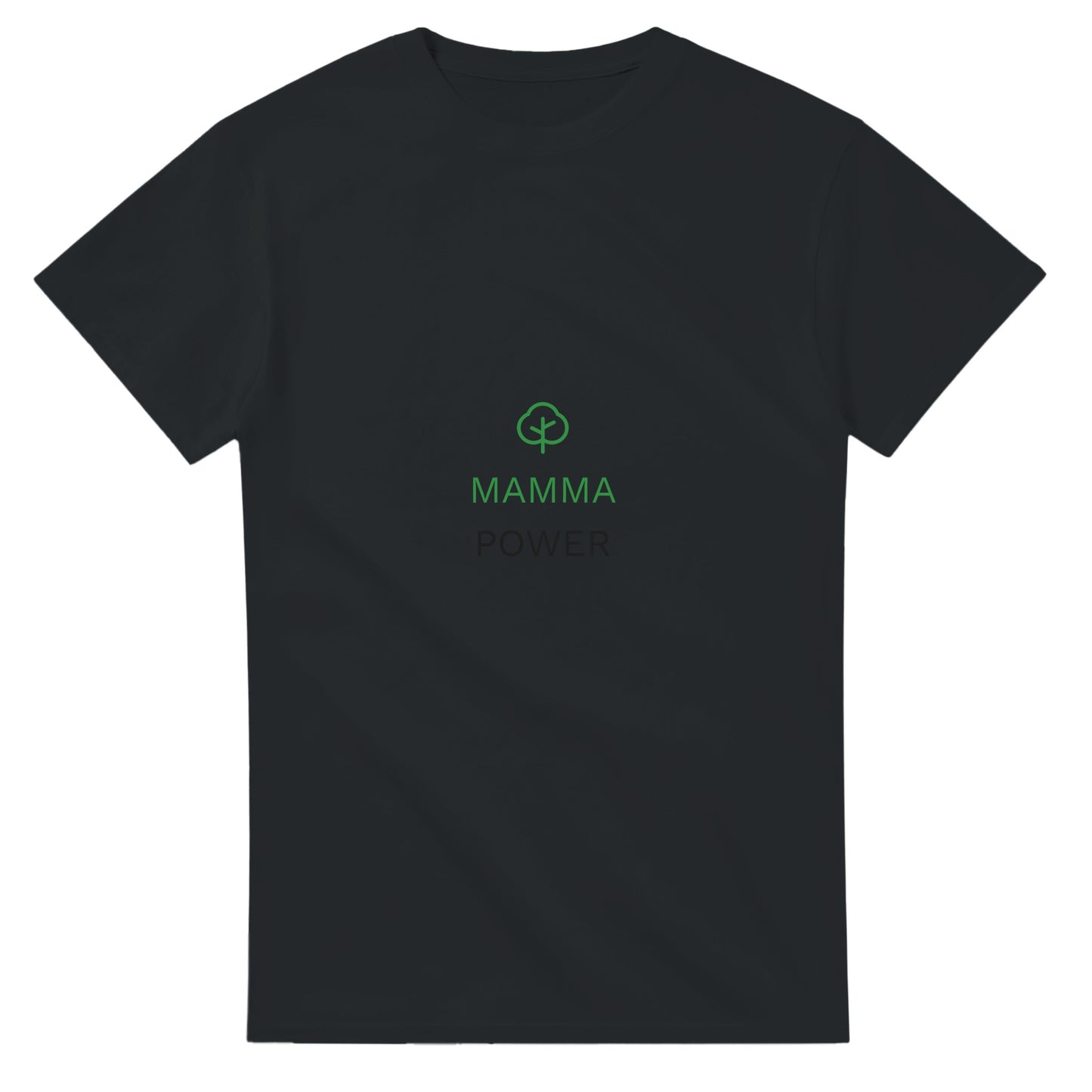 T-shirt med växande träd-ikon och texten Mamma Power - hyllar mammans kraft och styrka.