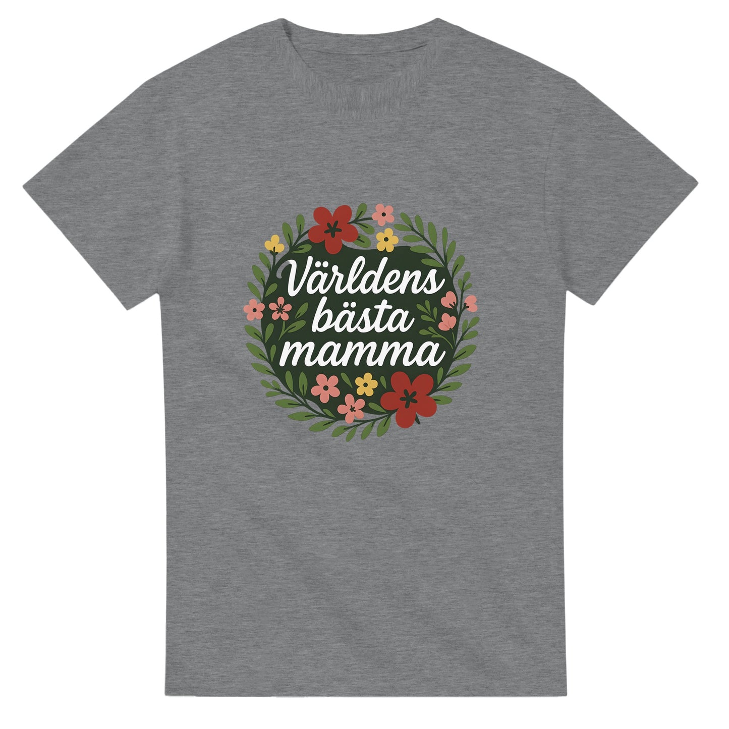 T-shirt med blommor och text, perfekt för att hylla världens bästa mamma med stil och elegans.