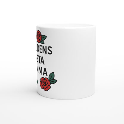 Mamma Mugg med typografi och rosor, perfekt för daglig njutning.
