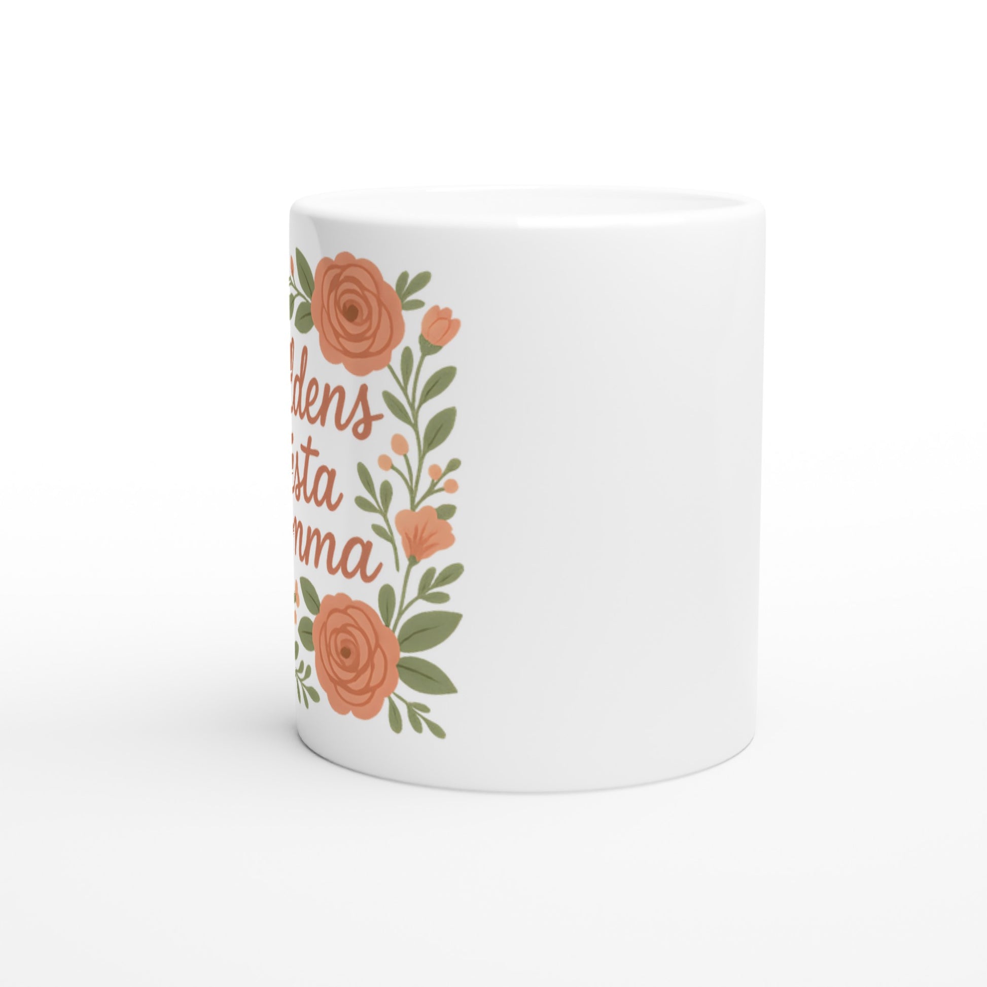 Mugg med texten 'Världens bästa mamma' i blomsterdesign. Överraska mamma och visa din kärlek varje dag. Perfekt present!