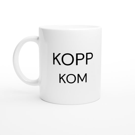 En rolig mugg för kaffedrickaren som gillar ordlekar och pauser.
