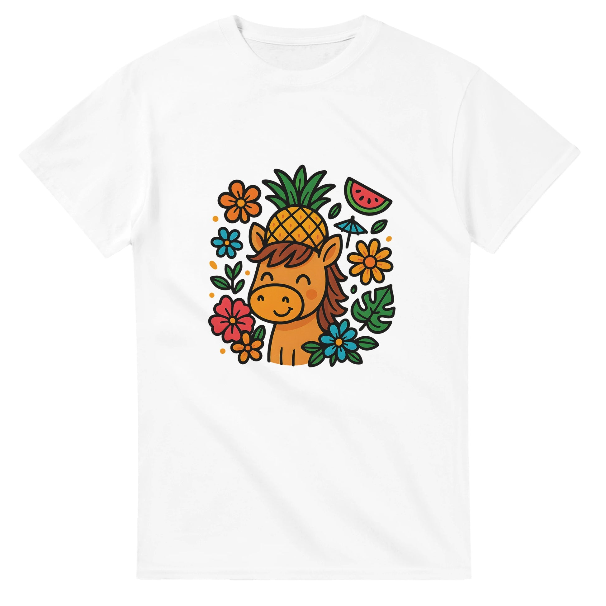 Pineapple Pony Party - Söt häst med ananas-hatt och blommor för tropisk fest!