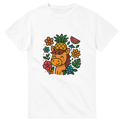 Pineapple Pony Party - Söt häst med ananas-hatt och blommor för tropisk fest!