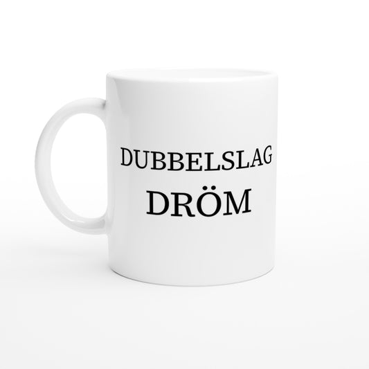 Humoristisk mugg för passionerade dubbelspelare. Perfekt för den som älskar spelet i dubbel.