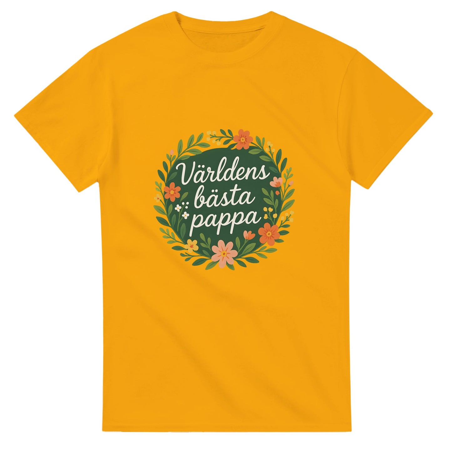 T-shirt med blomkrans och text för världens bästa pappa. Perfekt för att visa uppskattning och kärlek.
