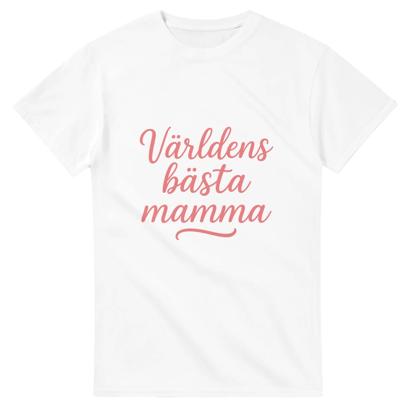 T-shirt med texten 'Världens bästa mamma' i svungen handskrift och varm rosa färg. Perfekt present till den bästa mamman!