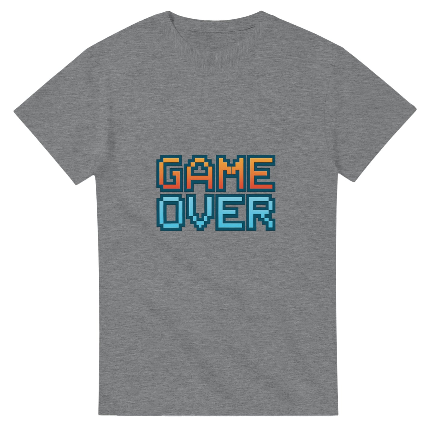 T-shirt med neonrand och 'Game Over'-text, inspirerad av gamla tv-spel. Stor och ikonisk design.