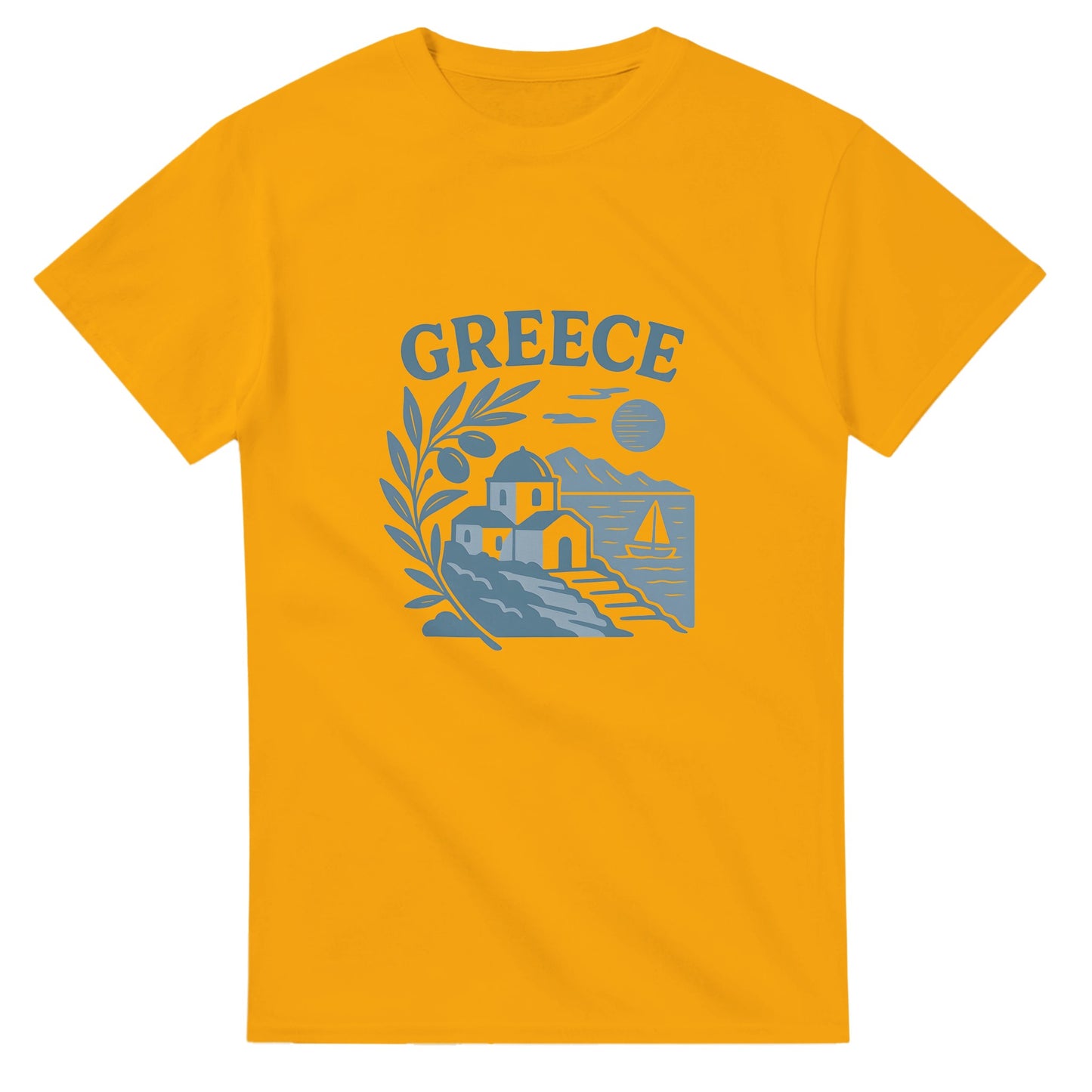 Retro T-shirt med grekiskt kustlandskapsmotiv - nostalgisk stil för en tidlös look