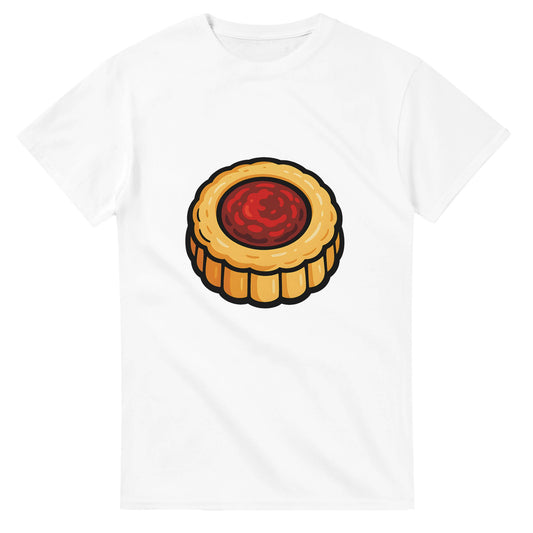 T-shirt med charmig hallongrotta, perfekt för fikastunder. Visa din kärlek för hallongrottor med denna harmoniska design.