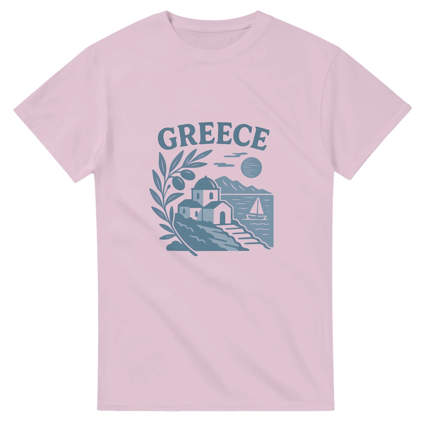 Retro T-shirt med grekiskt kustlandskapsmotiv - nostalgisk stil för en tidlös look