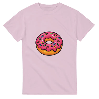 T-shirt med glansig, sockrig donut. Perfekt för fikaälskaren. Färgglad design.