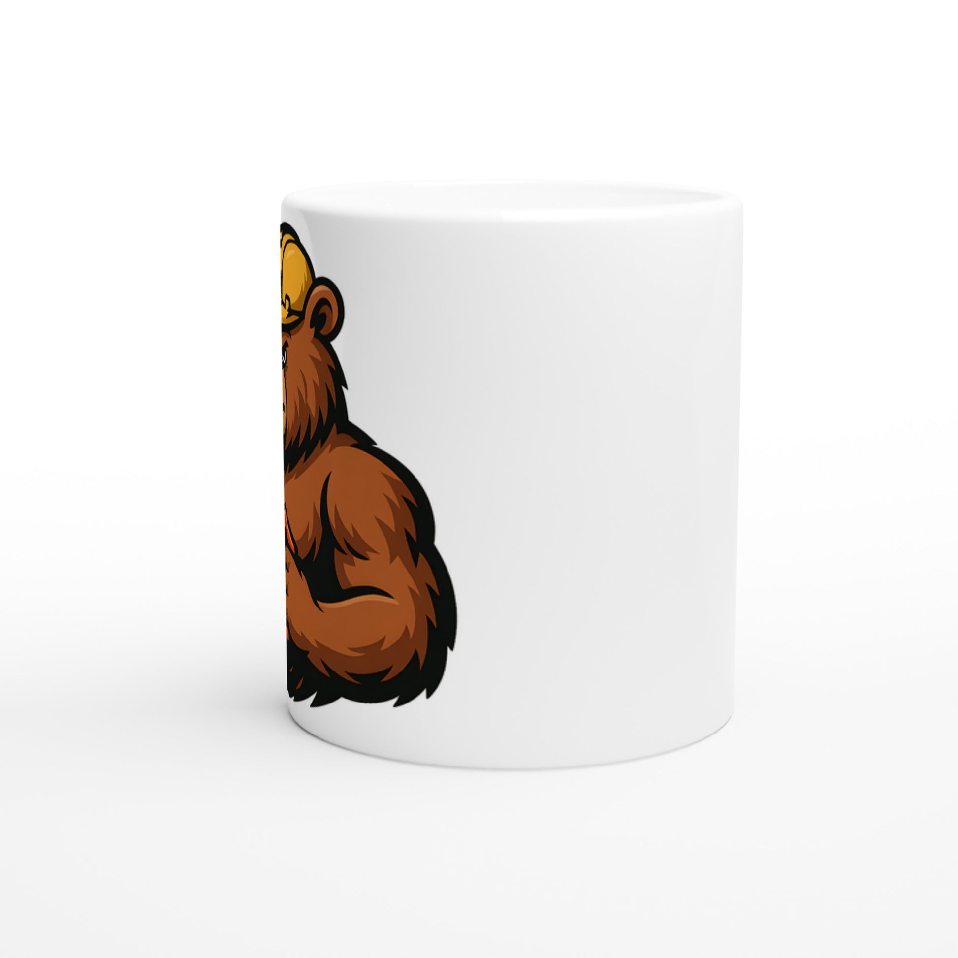 Arbetssam björn med snickarkeps och såg, perfekt för snickare. Mugg med stark design.