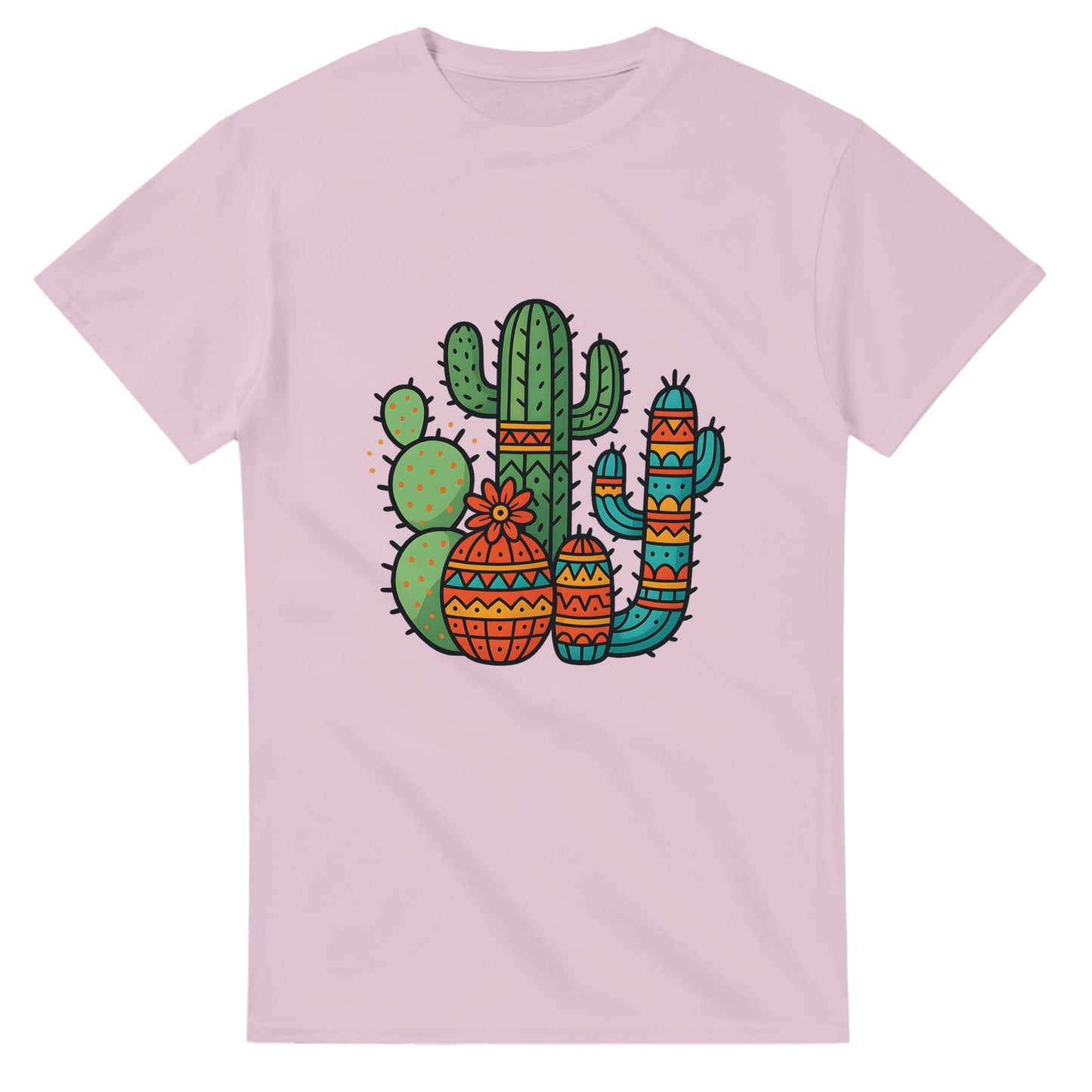 T-shirt med livliga kaktusar och traditionella mönster för att fira den mexikanska kulturen. Viva la Kaktus!