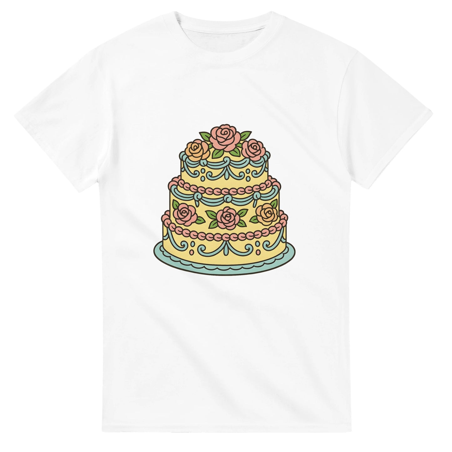 Pastellfestival på Fatet t-shirt - Färgglad retro tårta med pastellfärgade rosor och dekorationer. En riktig ögonfångare!