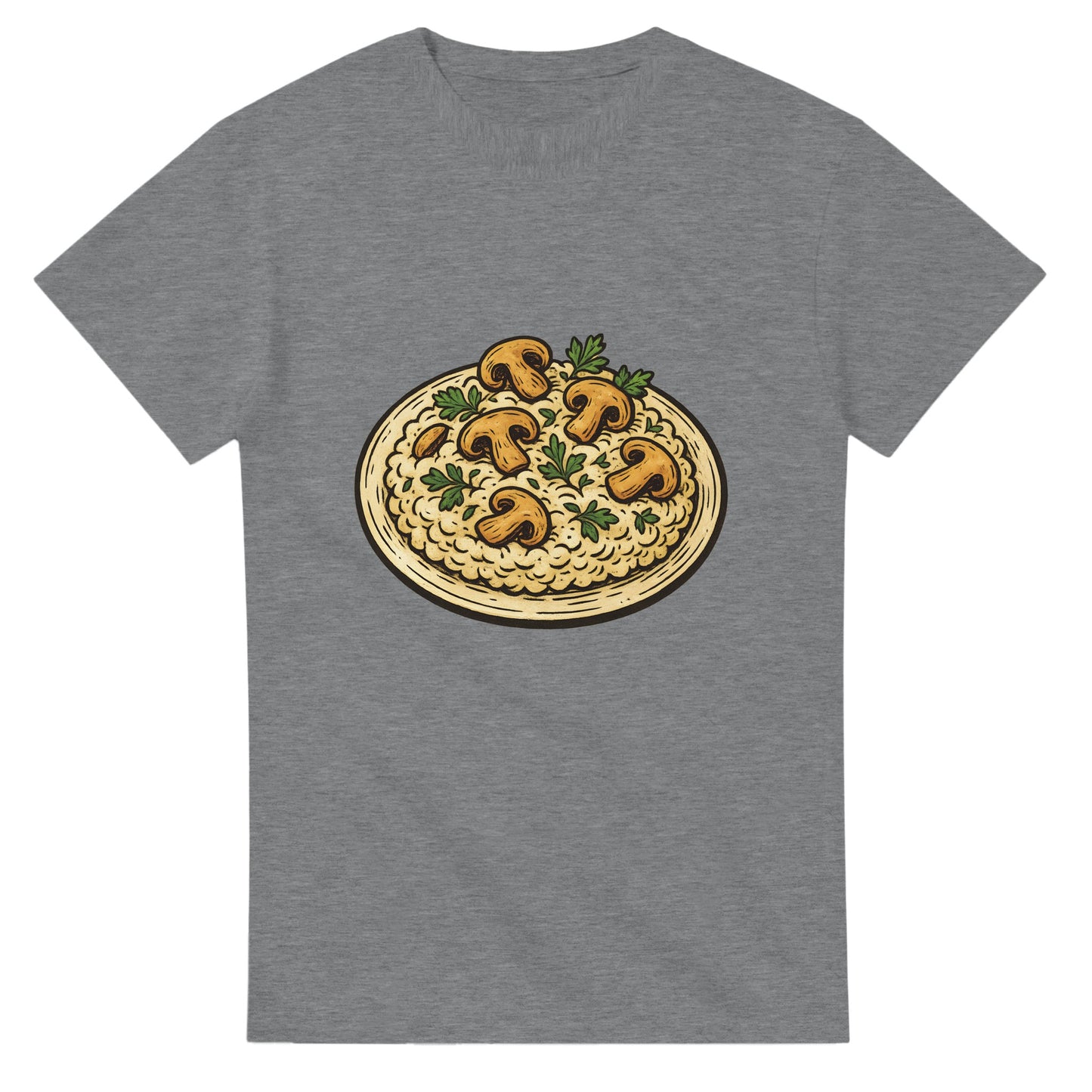 Vintage t-shirt med risottoillustration, perfekt för kulinariska äventyraren. Klassiskt och unikt.
