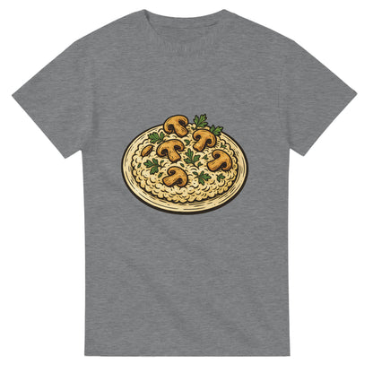 Vintage t-shirt med risottoillustration, perfekt för kulinariska äventyraren. Klassiskt och unikt.
