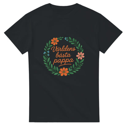 Pappa T-shirt med blomkransdesign och text som hyllar hans unika roll som världens bästa.