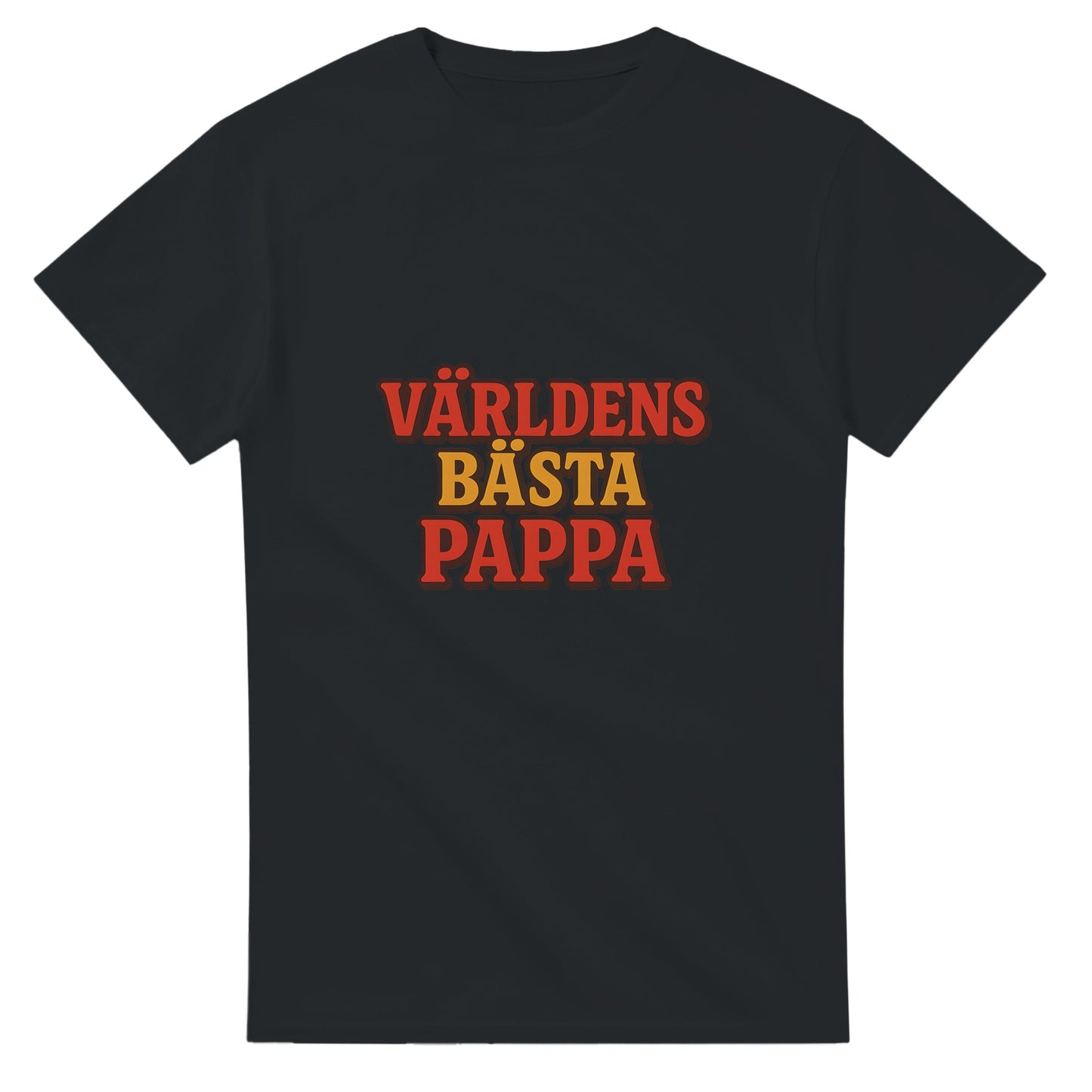 T-shirt med 'Världens bästa pappa' i vintage-stil, röd och gul toning.