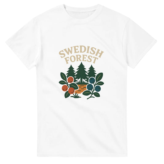 Utforska svensk skogsmagi med bär och vintage design, perfekt för naturälskare.