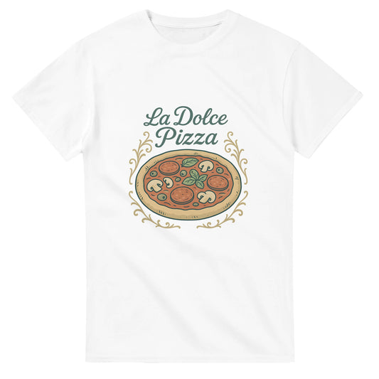 Retroinspirerad t-shirt med pizzaillustration och italiensk text. En smakresa till Neapel!