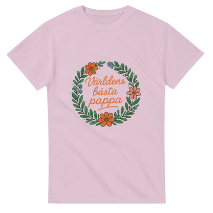 Pappa T-shirt med blomkransdesign och text som hyllar hans unika roll som världens bästa.