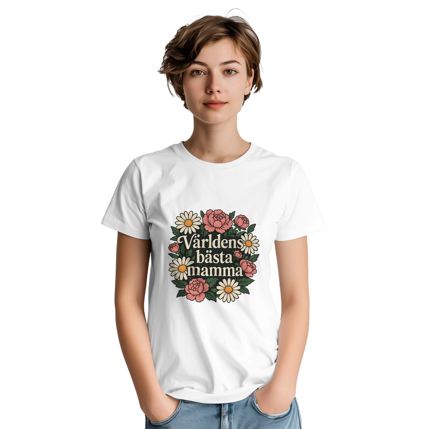 T-shirt med blommigt mönster för att visa mamma kärlek. Perfekt för alla tillfällen.