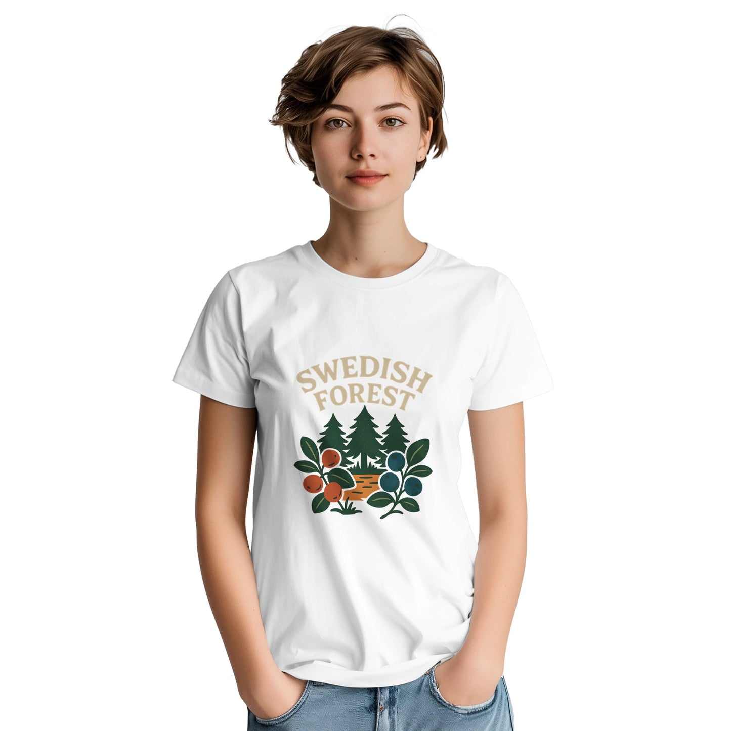 Utforska svensk skogsmagi med bär och vintage design, perfekt för naturälskare.