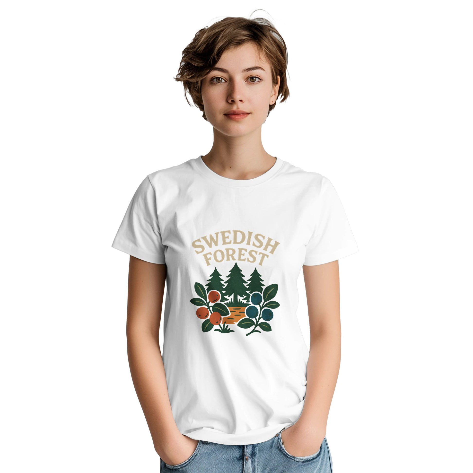 Utforska svensk skogsmagi med bär och vintage design, perfekt för naturälskare.