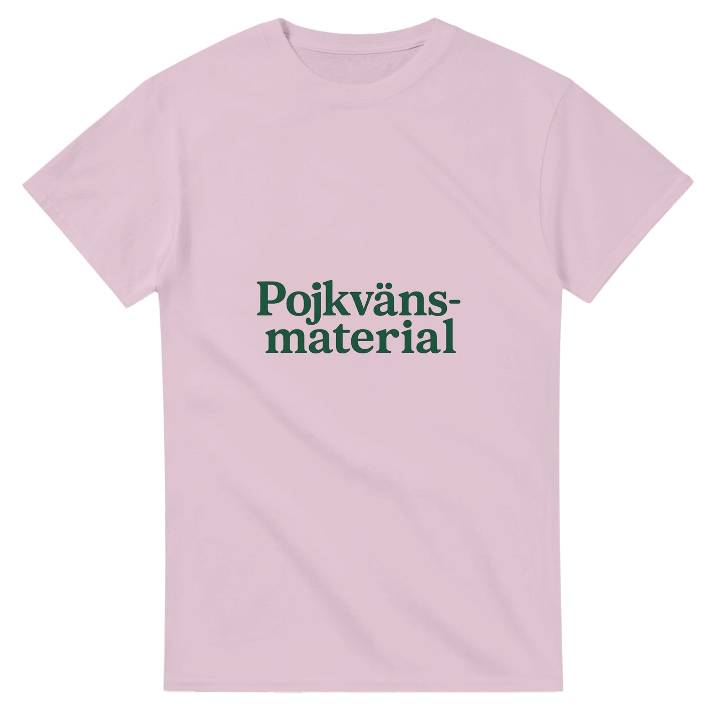 T-shirt för modern pojkvän med 'Pojkvänsmaterial' tryck i trendig font och djupgrön färg.
