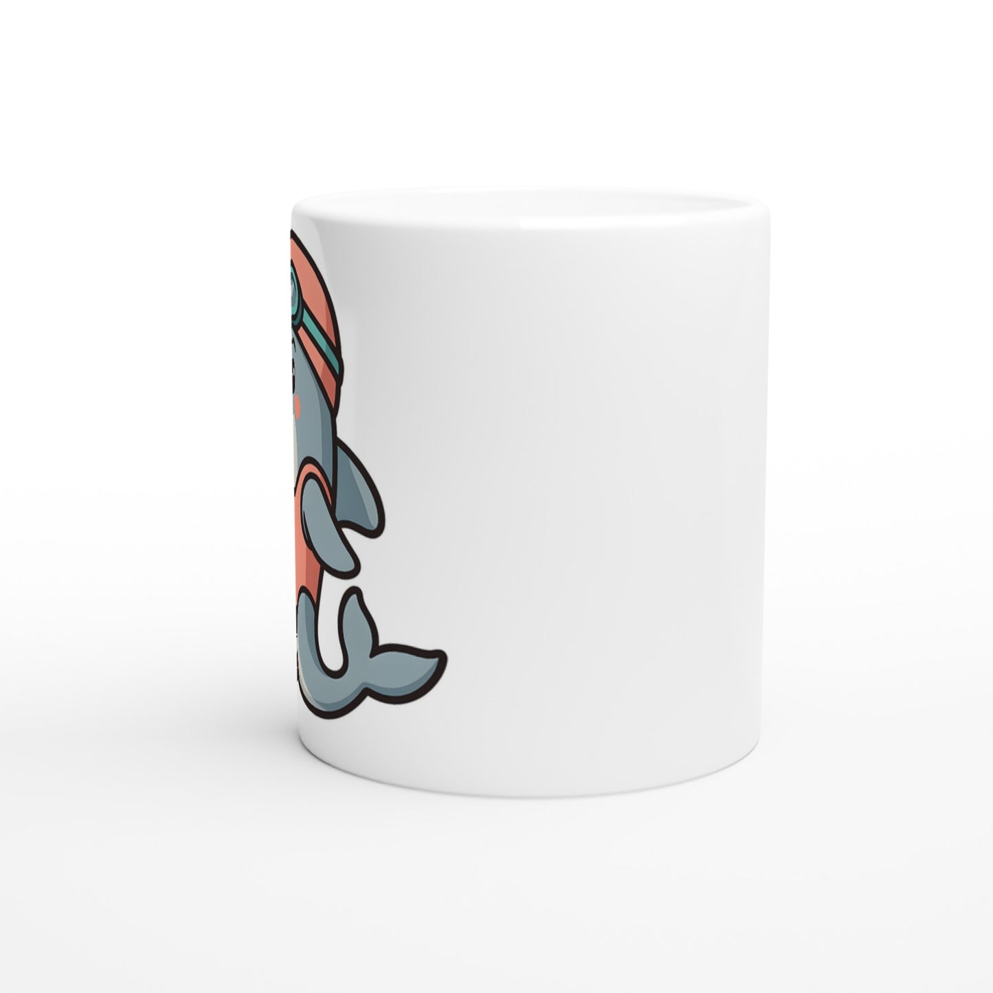 Delfin Dykare Mugg - Perfekt för kaffedrickare som älskar havet! Charmig delfin i baddräkt och badmössa.