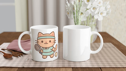 Tenniskattens Dröm Mugg - Söt och sportig design för kattälskare. Perfekt för att börja dagen på rätt sätt.