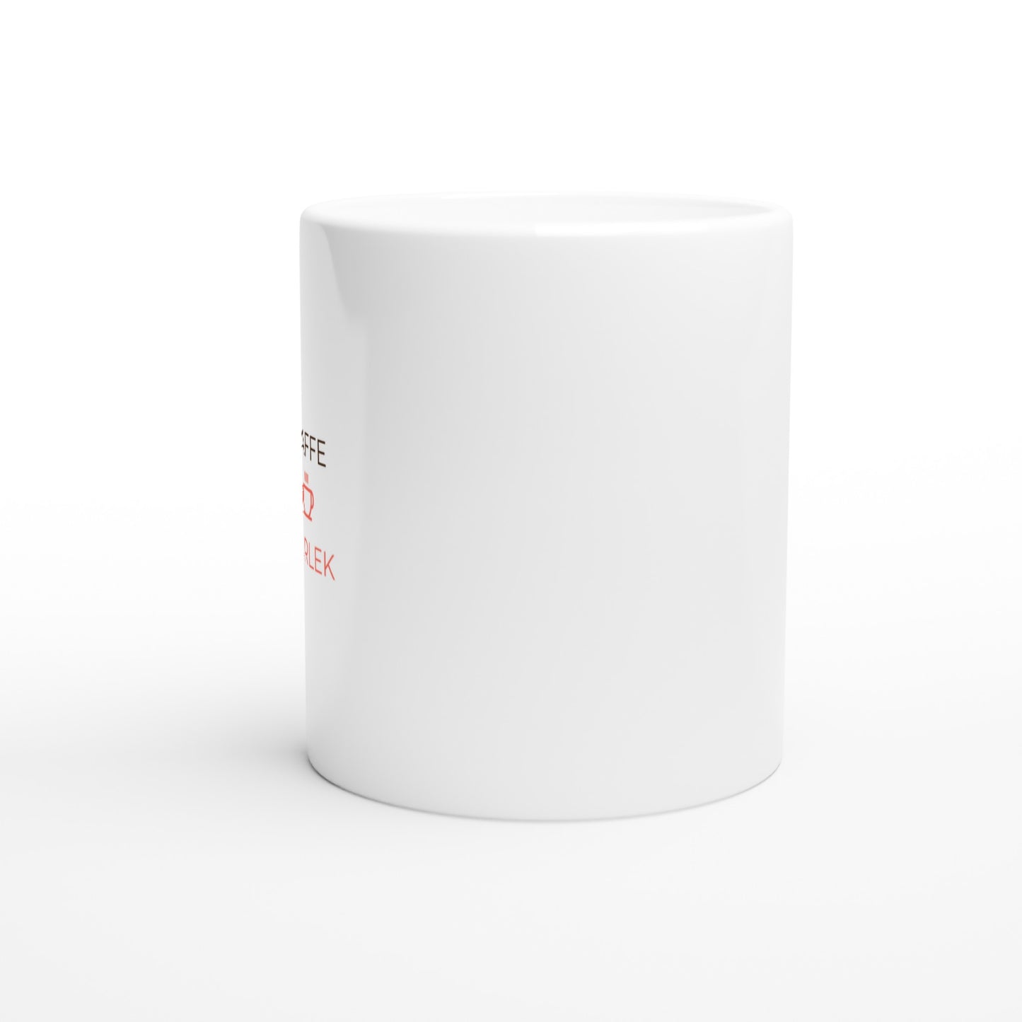 Mugg med minimalistisk design, kaffeikon mellan två ord för extra effekt. Perfekt för morgonmyset.