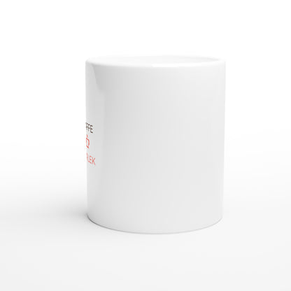 Mugg med minimalistisk design, kaffeikon mellan två ord för extra effekt. Perfekt för morgonmyset.